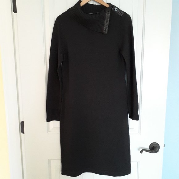 Carlisle Dresses & Skirts - Carlisle Long Sleeve Merino Wool Dress with Faux Leather Trim Brown Size M